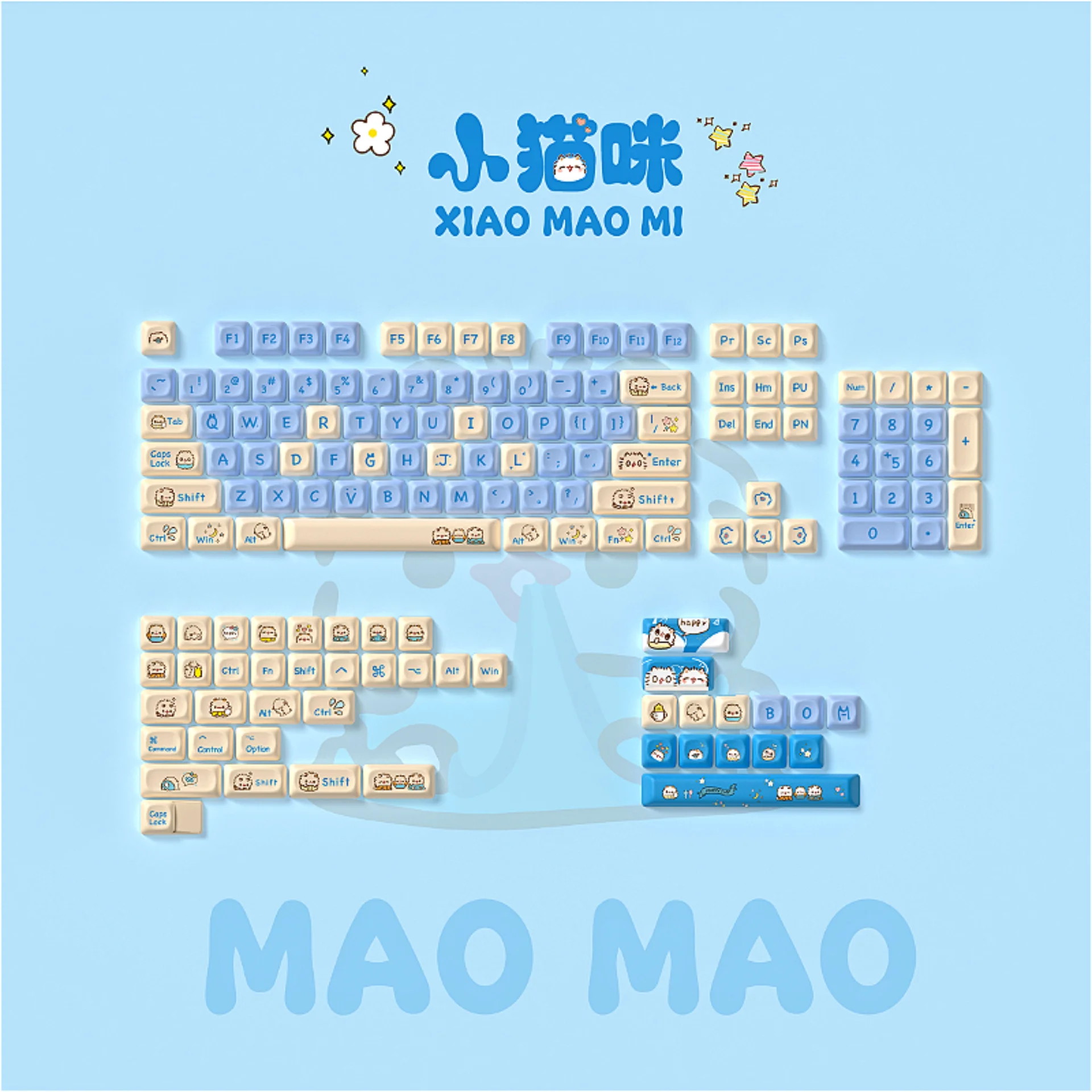 Cute Meow Keycap Set PBT MOA 144 Keys Large Set for 60/84/98/108 Mechanical Keyboards
Cute Meow Keycap Set PBT MOA 144 Keys Large Set for 60/84/98/108 Mechanical Keyboards