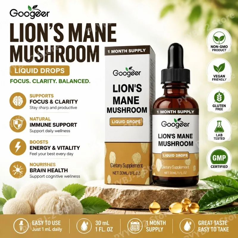 Googeer 30ml Lion's Mane Mushroom Liquid Drops 1000mg Plant Extract — Support Mmune System Wellness and Improve Concentration
Googeer 30ml Lion's Mane Mushroom Liquid Drops 1000mg Plant Extract — Support Mmune System Wellness and Improve Concentration