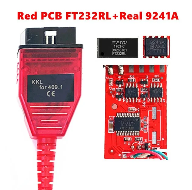 VAG 409.1 KKL 409 Red PCB Board FTDI FT232RL Real 9241A K line OBD2 Car Diagnostic Tools Interface Cable For VW/Au-di/Skoda/Seat
VAG 409.1 KKL 409 Red PCB Board FTDI FT232RL Real 9241A K line OBD2 Car Diagnostic Tools Interface Cable For VW/Au-di/Skoda/Seat