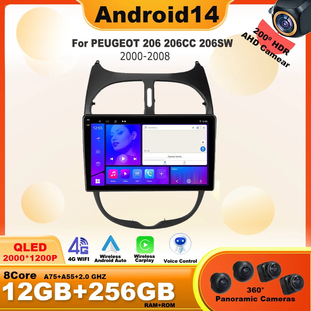 Android 14 Car Radio For PEUGEOT 206 206CC 206SW 2000-2008 Auto Multimedia Player GPS Autoradio Carplay Navigation Touch Screen
Android 14 Car Radio For PEUGEOT 206 206CC 206SW 2000-2008 Auto Multimedia Player GPS Autoradio Carplay Navigation Touch Screen