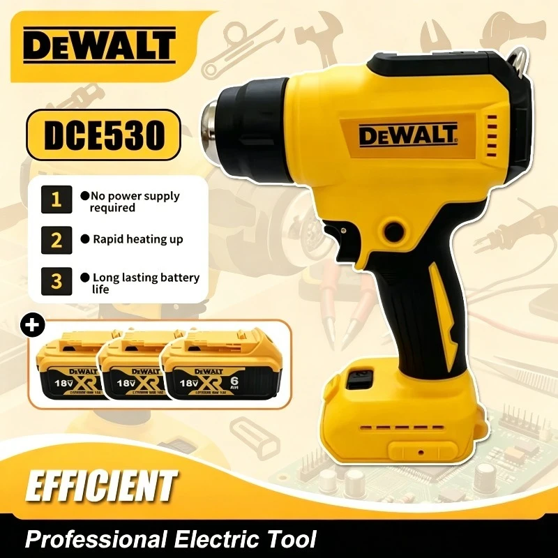 DEWALT DCE530 300W Cordless Heat Gun High Power Thermal Blower for Welding And Heat Shrink Wrapping Compatible Tool
DEWALT DCE530 300W Cordless Heat Gun High Power Thermal Blower for Welding And Heat Shrink Wrapping Compatible Tool