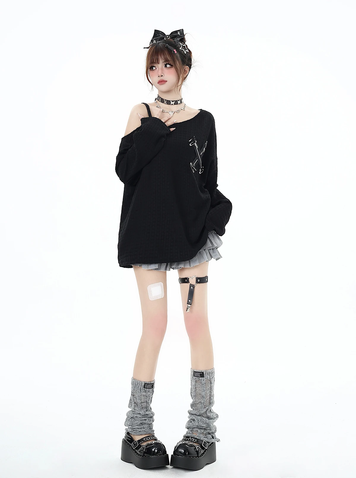 New Harajuku Gothic Punk Off Shoulder Splicing Long Sleeve Casual Fashion Black Top Streetwear Sexy Hot Girl Slim Pullover
New Harajuku Gothic Punk Off Shoulder Splicing Long Sleeve Casual Fashion Black Top Streetwear Sexy Hot Girl Slim Pullover