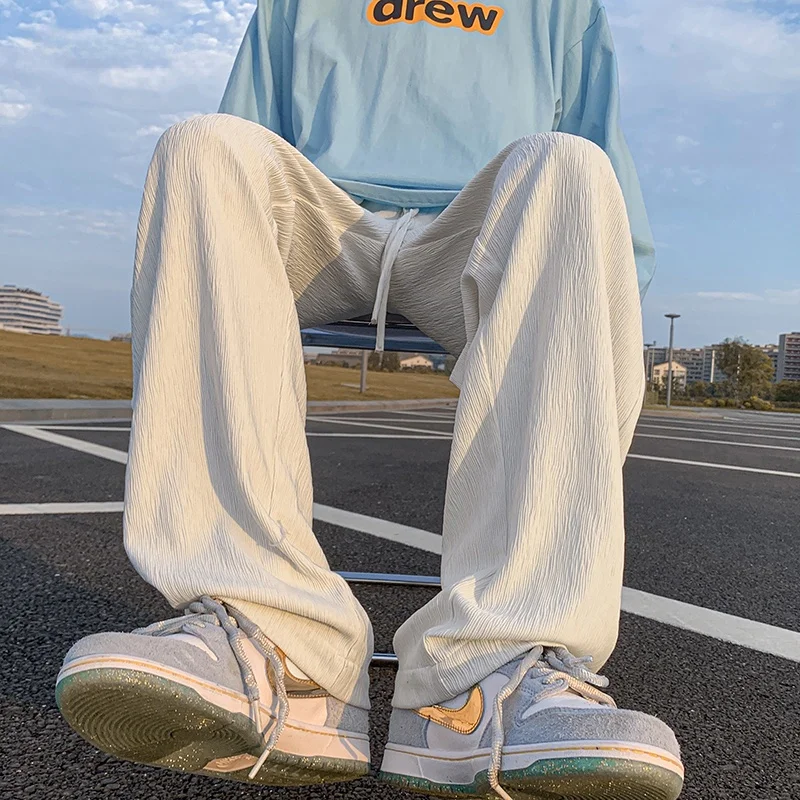 White Summer Casual Pants for Men Loose Wide Leg Straight Cut Ice Silk Drapey High Street Fashionable Long Trousers
White Summer Casual Pants for Men Loose Wide Leg Straight Cut Ice Silk Drapey High Street Fashionable Long Trousers