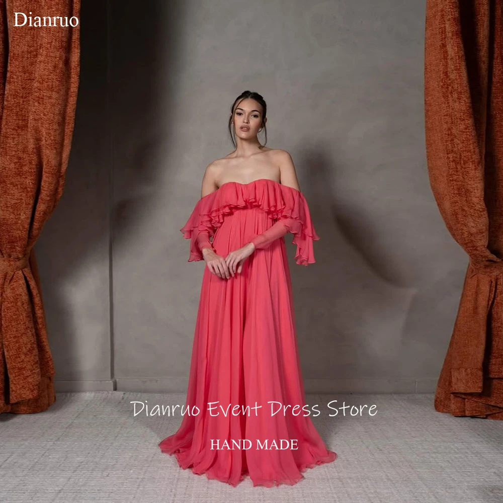 Dianruo Fuchsia A Line Evening Dresses Off Shoulder Chiffon Robes De Soirée Vibrant Vestidos De Fiesta Elegantes Customized
Dianruo Fuchsia A Line Evening Dresses Off Shoulder Chiffon Robes De Soirée Vibrant Vestidos De Fiesta Elegantes Customized