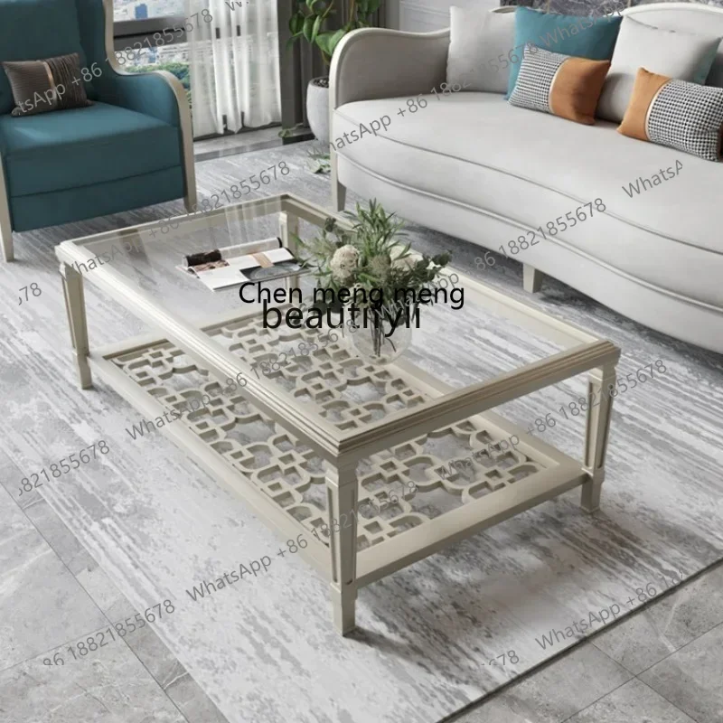 cc1820American Light Luxury Style Rectangular Solid Wood Tea Table Model Room Creative Hollow Glass Tea Table
cc1820American Light Luxury Style Rectangular Solid Wood Tea Table Model Room Creative Hollow Glass Tea Table