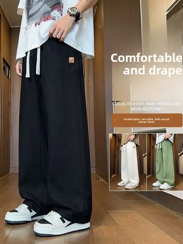 Men's Cotton Linen Wide Leg Pants Summer Thin Loose Drapey Casual Student Breathable Versatile Straight Tube Linen Long Trousers
Men's Cotton Linen Wide Leg Pants Summer Thin Loose Drapey Casual Student Breathable Versatile Straight Tube Linen Long Trousers