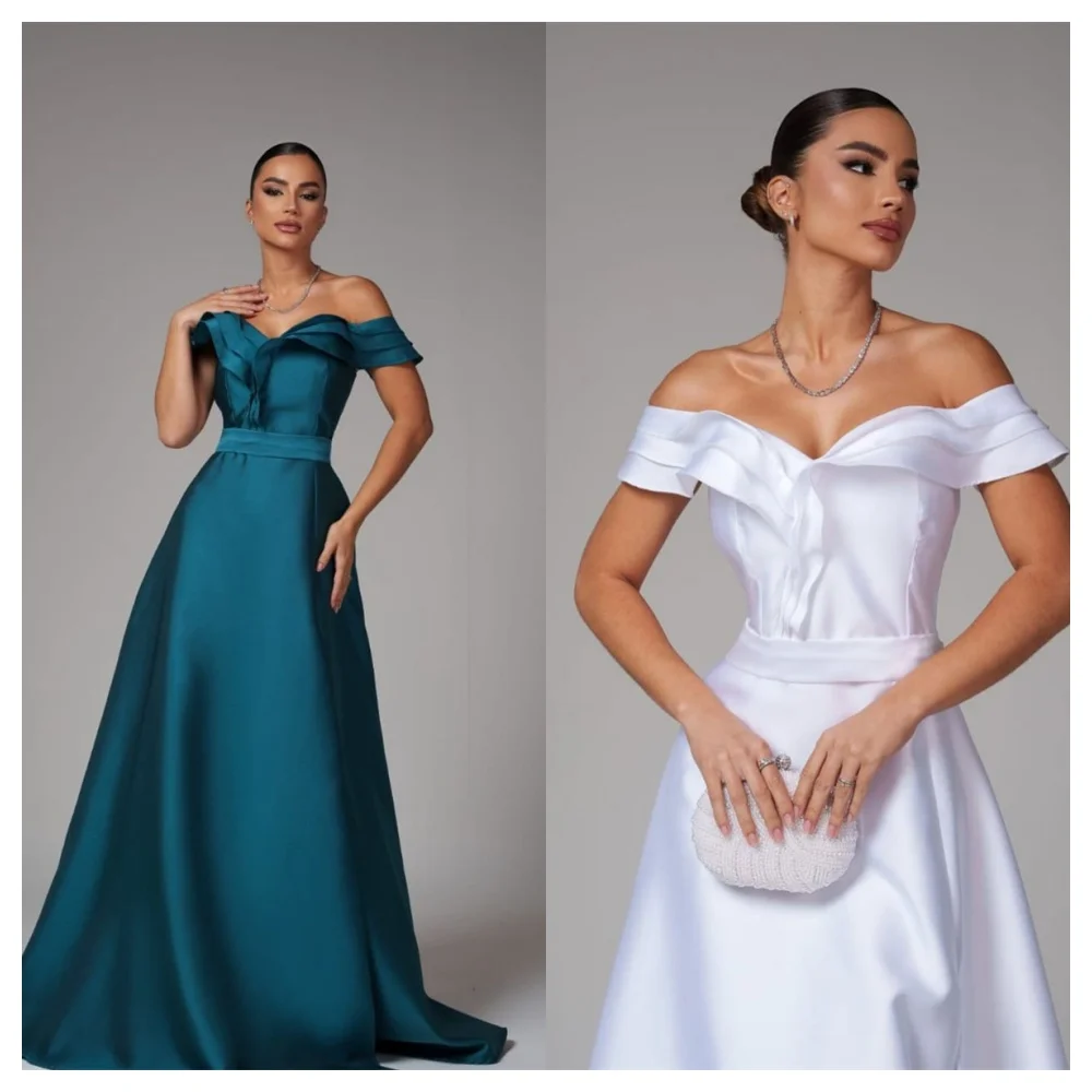 Customized Elegant Satin Evening Dress Modern Boat Neck Off the Shoulder Sleeveless Party Dress Classic A-Line Celebrity Gowns
Customized Elegant Satin Evening Dress Modern Boat Neck Off the Shoulder Sleeveless Party Dress Classic A-Line Celebrity Gowns