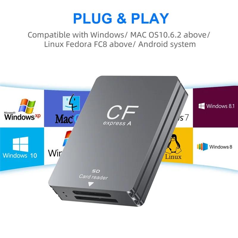 2 In 1 Cfexpress Type A SD Card Reader USB 3.2 10Gbps Memory Card Reader Cfexpress Card Reader Adapter Dual-Slot For SLR
2 In 1 Cfexpress Type A SD Card Reader USB 3.2 10Gbps Memory Card Reader Cfexpress Card Reader Adapter Dual-Slot For SLR
