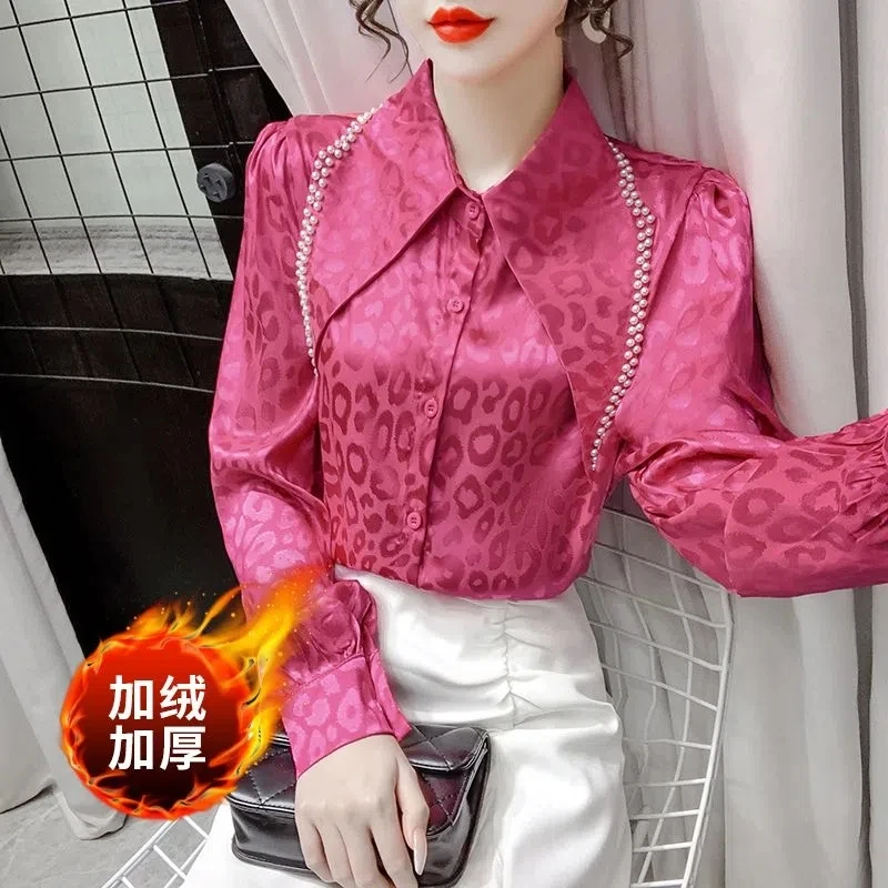 Autumn/Winter 2022 Padded Warm European Leopard Jacquard Studded Lapel Bubble Sleeve Shirt Blouse Female
Autumn/Winter 2022 Padded Warm European Leopard Jacquard Studded Lapel Bubble Sleeve Shirt Blouse Female