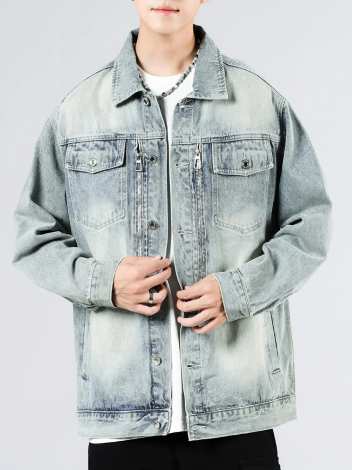Light Blue Men's Denim Jaet Loose Fit Spring Autumn Zipper Decorated Versatile Jaet Youthful Sle Casual Wear
Light Blue Men's Denim Jaet Loose Fit Spring Autumn Zipper Decorated Versatile Jaet Youthful Sle Casual Wear