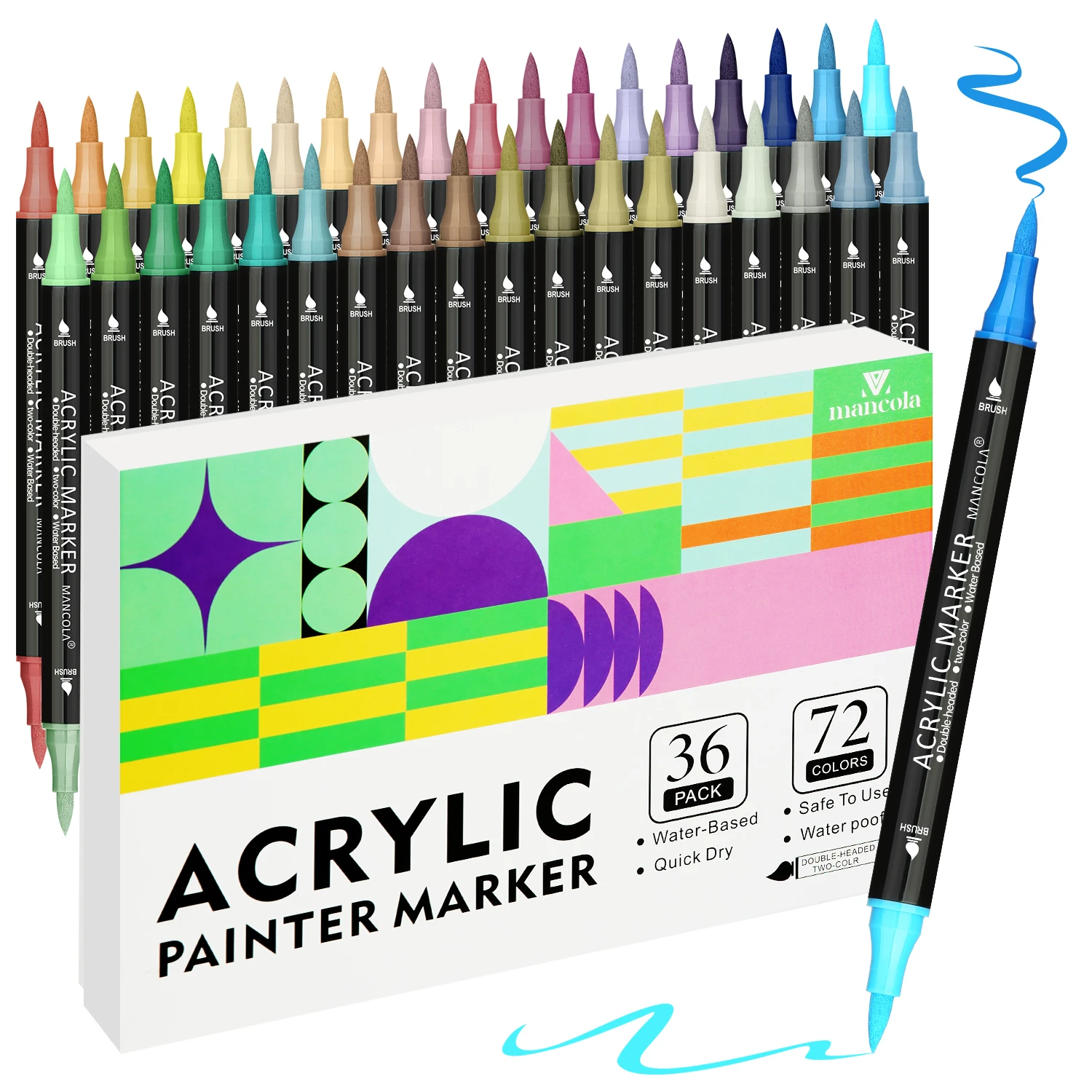 72 Colors Acrylic Paint Markers Pens Set, 36 Pack Brush Acrylic Paint Markers for Rock Painting Fabric Plastic Wood Canvas Stone
72 Colors Acrylic Paint Markers Pens Set, 36 Pack Brush Acrylic Paint Markers for Rock Painting Fabric Plastic Wood Canvas Stone