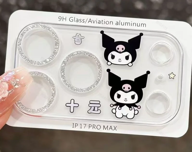 Cute Kuromi Camera Lens Protector for iPhone 17 Pro Max 17 Pro 3-in-1 Full Cover Glitter Film HD Clear Tempered Glass Cute Kuromi Camera Lens Protector for iPhone 17 Pro Max 17 Pro 3-in-1 Full Cover Glitter Film HD Clear Tempered Glass