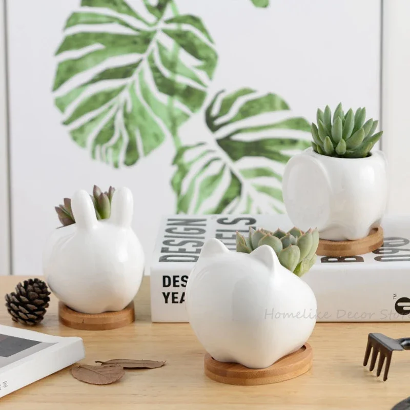 1pc Rabbit Ceramic Planter Mini Tiger Elephant Flower Pot Cactus Succulents Planter Pot with Bamboo Stand Farry Garden Animal
1pc Rabbit Ceramic Planter Mini Tiger Elephant Flower Pot Cactus Succulents Planter Pot with Bamboo Stand Farry Garden Animal
