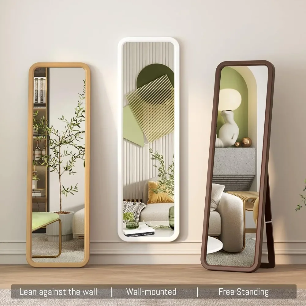63 "18" floor or wall mounted Wooden full-length mirror, solid wood frame with rounded corners, bedroom vanity mirror
63 "18" floor or wall mounted Wooden full-length mirror, solid wood frame with rounded corners, bedroom vanity mirror