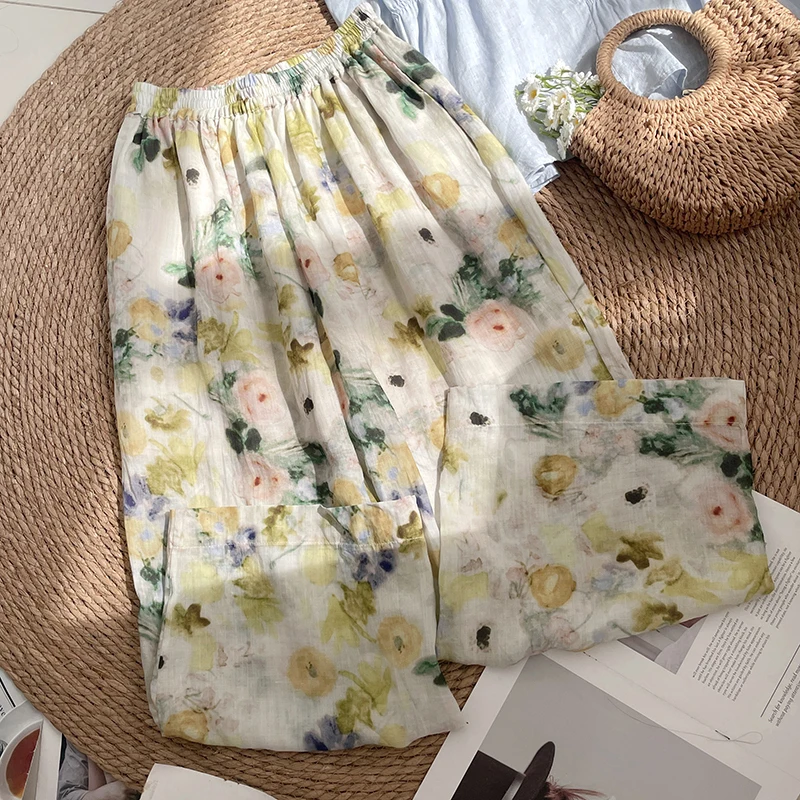 Countryside Style Floral Print Wide Leg Pants Women's Loose Elastic Waist Feeling Artistic Nine Point Cotton Linen Casu...
Countryside Style Floral Print Wide Leg Pants Women's Loose Elastic Waist Feeling Artistic Nine Point Cotton Linen Casu...