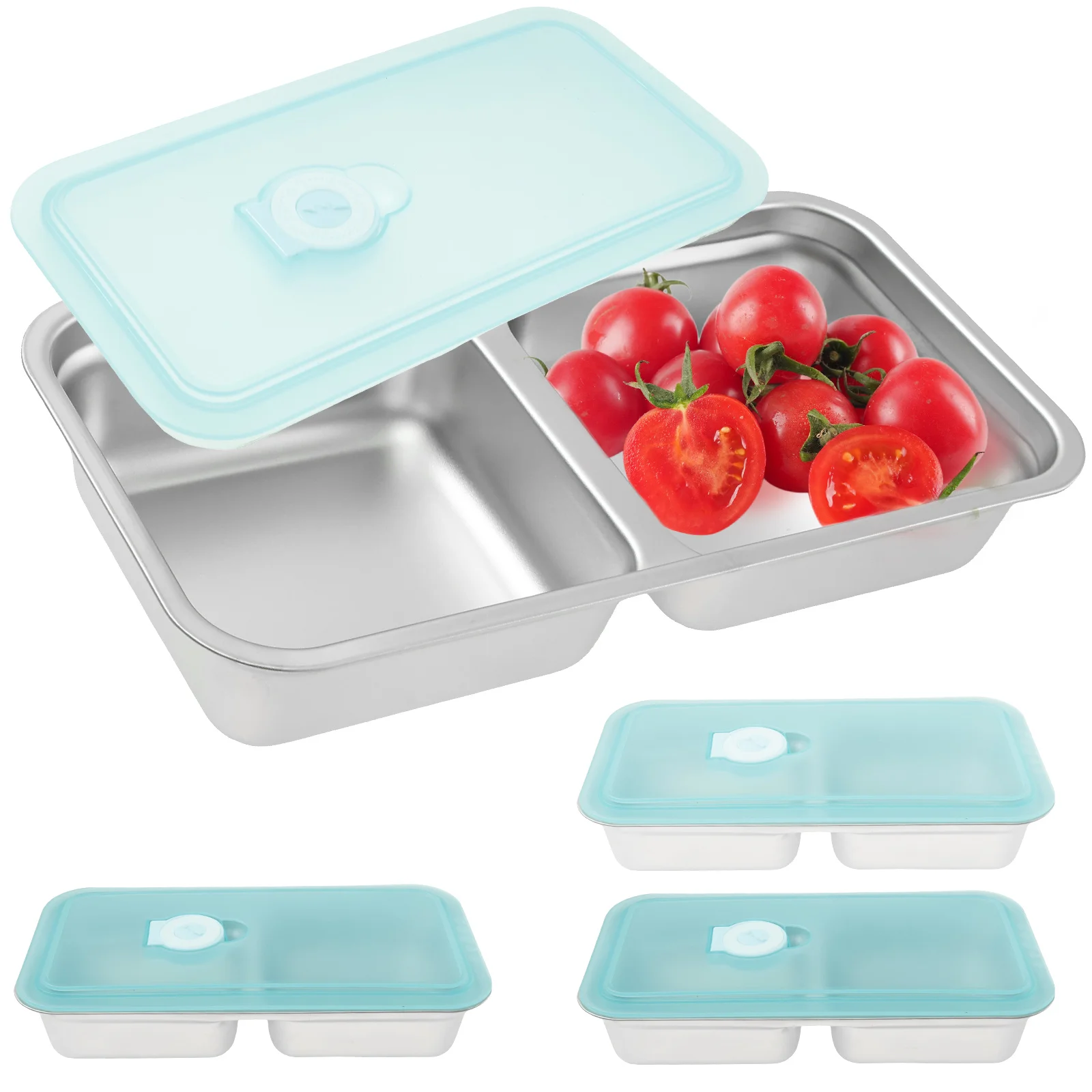 4pcs Stainless Steel Double Compartment Plates With Lid Leak Proof Grab and Go Snack Container for Picnic School Lunch Trays
4pcs Stainless Steel Double Compartment Plates With Lid Leak Proof Grab and Go Snack Container for Picnic School Lunch Trays