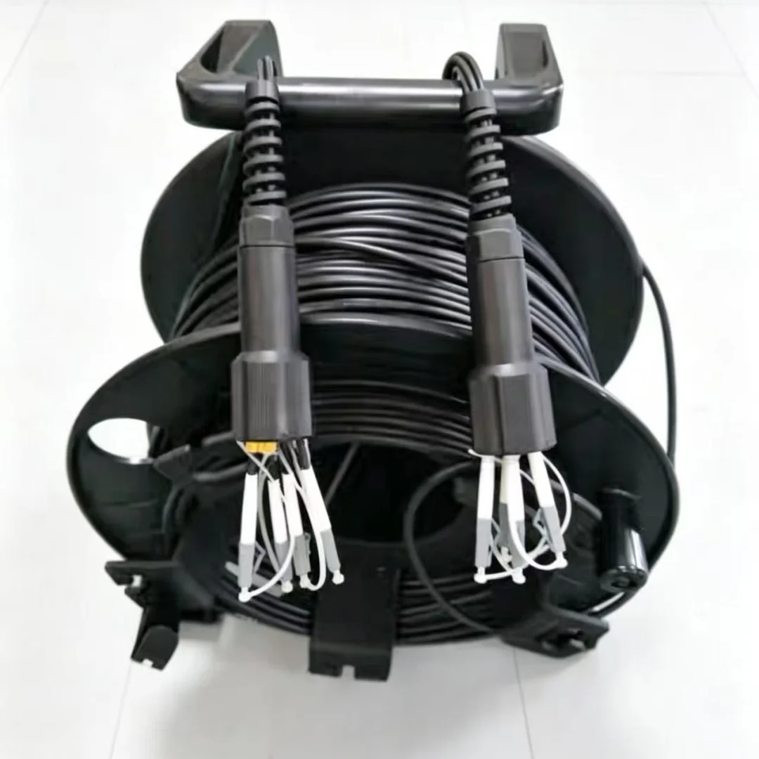 OM3 outdoor patchcord 4 cores 250m300m TPU armored with PCD380 reel 4C LC SC FC ST multimode waterproof jumper optical fiber
OM3 outdoor patchcord 4 cores 250m300m TPU armored with PCD380 reel 4C LC SC FC ST multimode waterproof jumper optical fiber