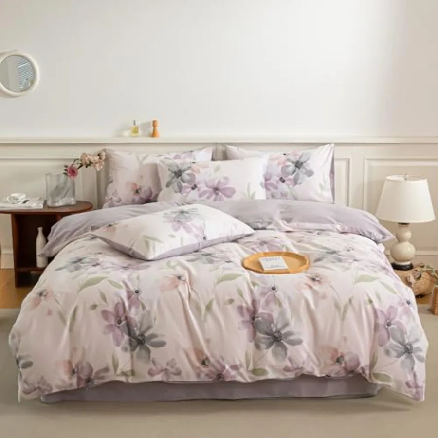 Brushed Cotton Duvet Cover Size Soft Floral Bedding Set Cozy Fall Winter Duvet Cover with Zipper Closure Purple 3-Piece Set
Brushed Cotton Duvet Cover Size Soft Floral Bedding Set Cozy Fall Winter Duvet Cover with Zipper Closure Purple 3-Piece Set