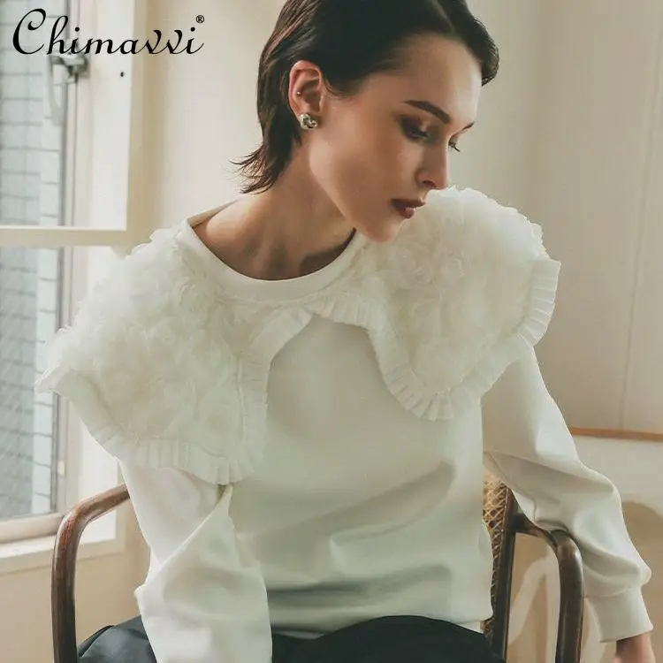 Японский сладкий 3D кружевной цветок с большими лацканами, свободный свитшот, топ, весна-осень, новый модный пуловер с длинными рукавами, женские толстовки
Японский сладкий 3D кружевной цветок с большими лацканами, свободный свитшот, топ, весна-осень, новый модный пуловер с длинными рукавами, женские толстовки