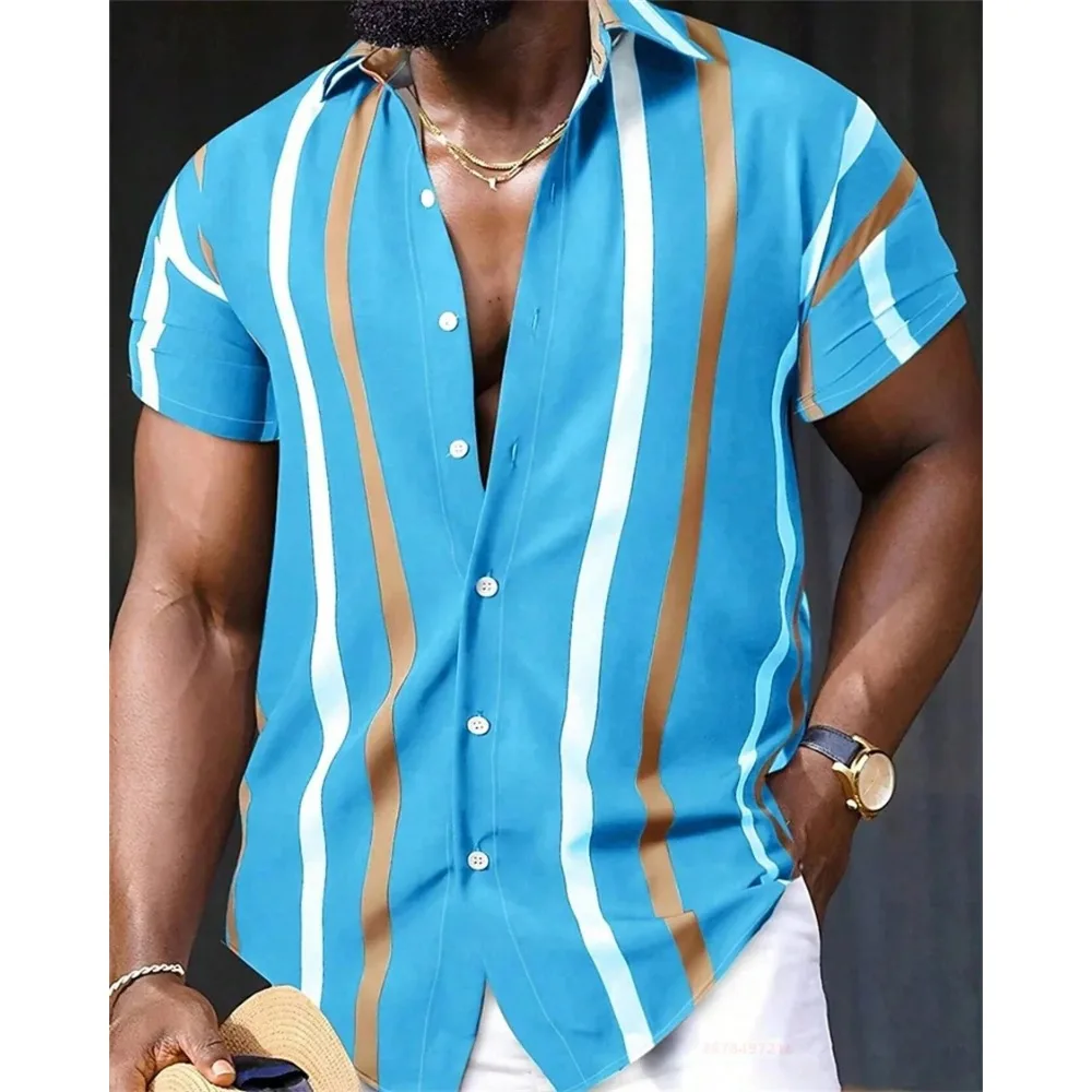 Men's Short-sleeved Shirt 3D Digital Printing Pattern Striped Contrasting Color Design Comfortable Summer Outdoor Casual Wear
Men's Short-sleeved Shirt 3D Digital Printing Pattern Striped Contrasting Color Design Comfortable Summer Outdoor Casual Wear