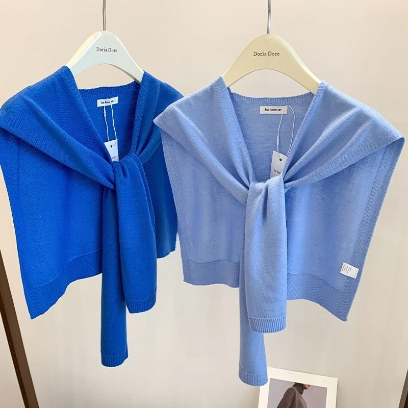 Fashion Versatile Knitted Shawl Summer Air Conditioning Fake Collar Neck Guard Knit Thin Knotted Cape Shoulder Scarf for Women
Fashion Versatile Knitted Shawl Summer Air Conditioning Fake Collar Neck Guard Knit Thin Knotted Cape Shoulder Scarf for Women