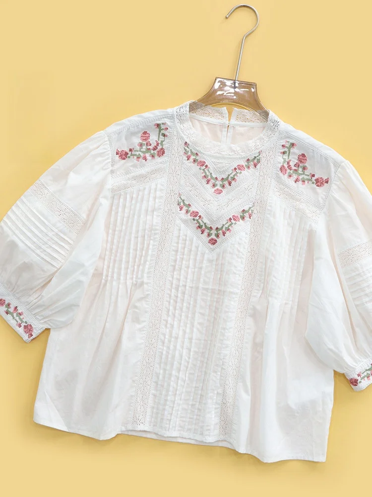 HEIDD White Cotton Embroidered Pleated Flower Shirt Women's Commute Style Summer 2026 Breathable Comfortable round Neck Seven...
HEIDD White Cotton Embroidered Pleated Flower Shirt Women's Commute Style Summer 2026 Breathable Comfortable round Neck Seven...