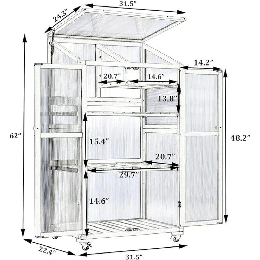 62'' H Wooden Greenhouse, Cold Frame Portable Greenhouse with Wheels and Adjustable Shelves for Indoor Outdoor Patio Balcony
62'' H Wooden Greenhouse, Cold Frame Portable Greenhouse with Wheels and Adjustable Shelves for Indoor Outdoor Patio Balcony