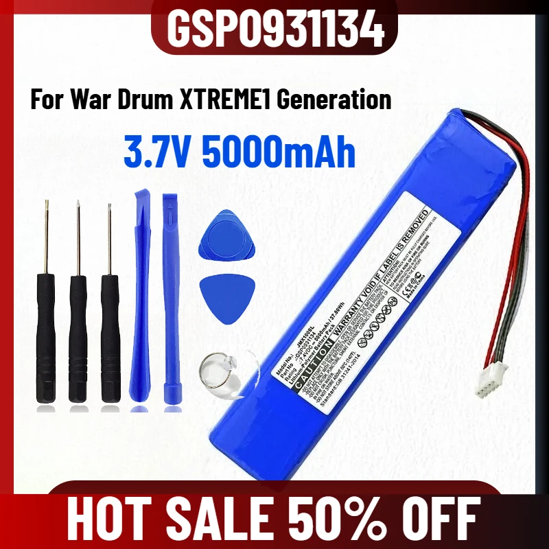 3,7 В 5000 мАч для War Drum XTREME1 поколения Bluetooth-динамика, аккумулятор GSP0931134
3,7 В 5000 мАч для War Drum XTREME1 поколения Bluetooth-динамика, аккумулятор GSP0931134