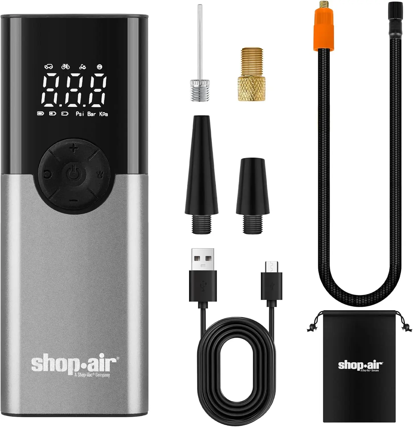 Portable Tire Inflator 150PSI Air Compressor with LCD Screen, LED Light, Auto Shut-off, 4000mAh Battery for Car, Bike, Balls
Portable Tire Inflator 150PSI Air Compressor with LCD Screen, LED Light, Auto Shut-off, 4000mAh Battery for Car, Bike, Balls