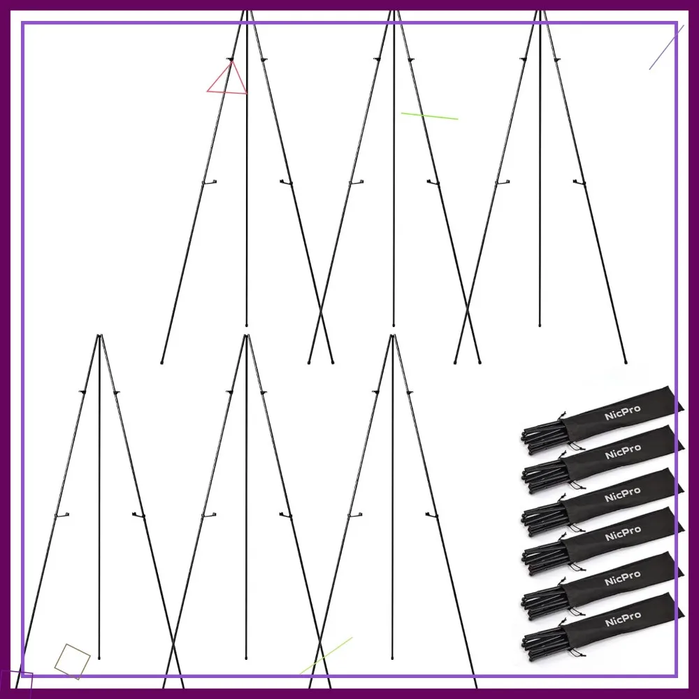 6 Pack 63" Metal Floor Easels Stand Tripod Black Collapsible for Display Sign Artist Poster Wedding with Carry Bag
6 Pack 63" Metal Floor Easels Stand Tripod Black Collapsible for Display Sign Artist Poster Wedding with Carry Bag