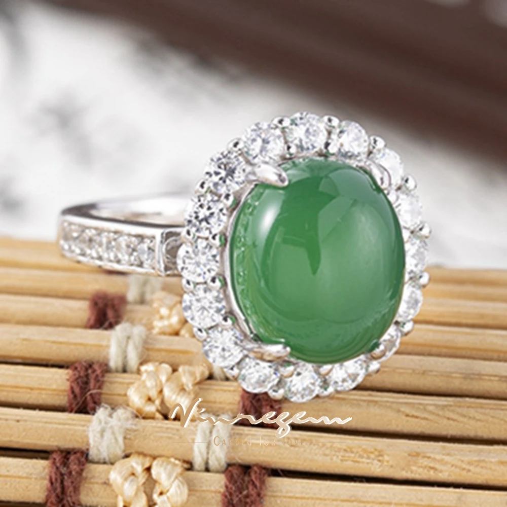 Vinregem 10*12 MM Oval Natural Jade High Carbon Diamond Gemstone 925 Sterling Silver Vintage Women Rings Fine Jewelry Wholesale
Vinregem 10*12 MM Oval Natural Jade High Carbon Diamond Gemstone 925 Sterling Silver Vintage Women Rings Fine Jewelry Wholesale