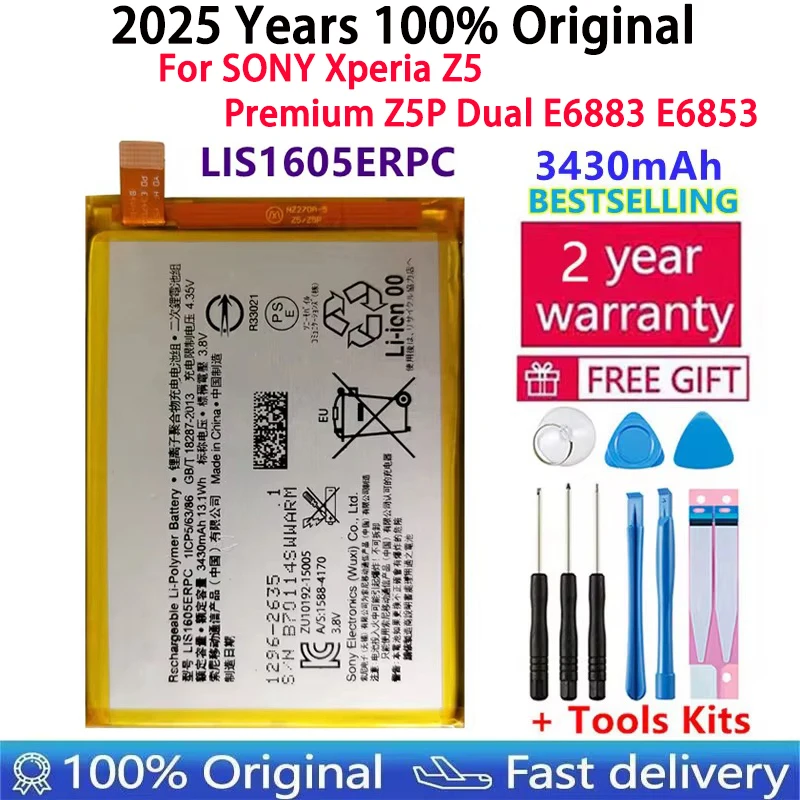 100% Original 3430mAh LIS1605ERPC Phone Replacement battery For SONY Xperia Z5 Premium Z5P Dual E6883 E6853 batteries Bateria
100% Original 3430mAh LIS1605ERPC Phone Replacement battery For SONY Xperia Z5 Premium Z5P Dual E6883 E6853 batteries Bateria