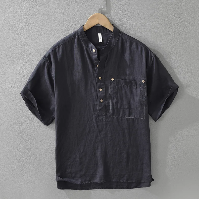 Men's Japanese-style retro linen short-sleeve shirt, fashionable, versatile, literary, casual and loose top
Men's Japanese-style retro linen short-sleeve shirt, fashionable, versatile, literary, casual and loose top