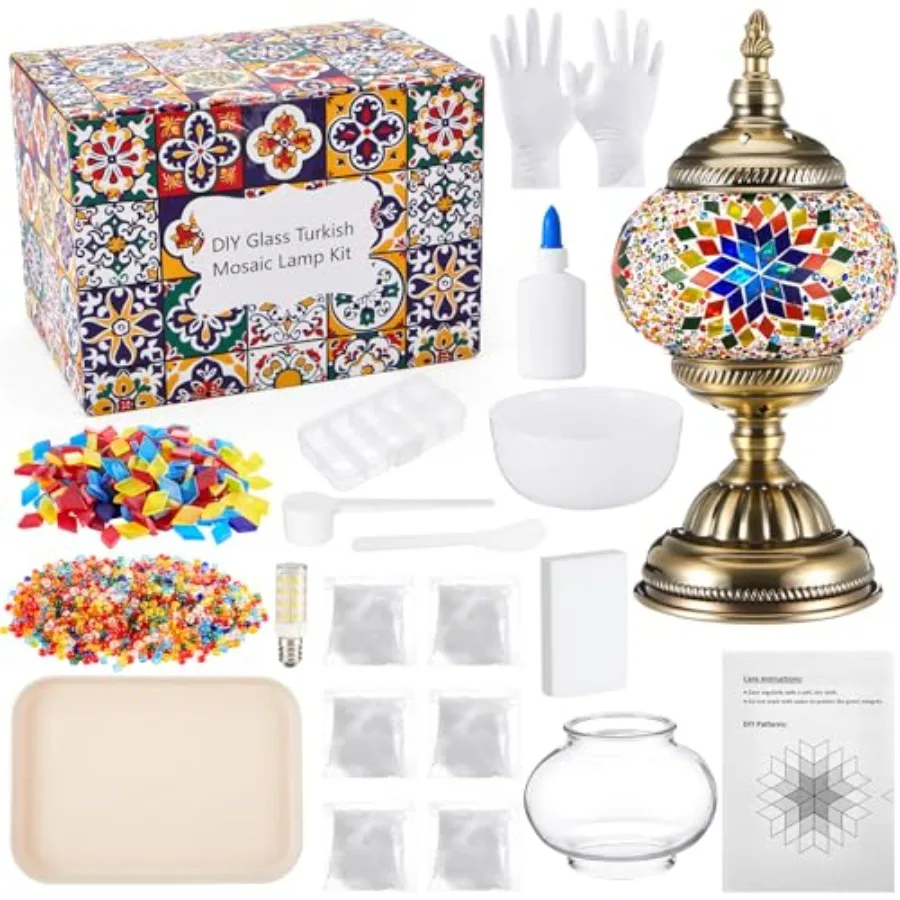 Turkish Mosaic Lamp Kit DIY Stained Glass Decorative Table Bedside Night Light Tabletop Bohemian Morrocan Lamp Crfat Kit for Li
Turkish Mosaic Lamp Kit DIY Stained Glass Decorative Table Bedside Night Light Tabletop Bohemian Morrocan Lamp Crfat Kit for Li