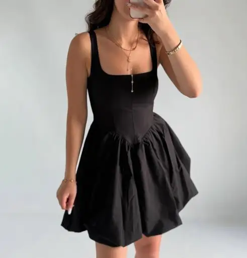 Women's Dress Summer New French Fashion Sexy Style Solid Color Simple Square Collar Waist Cinched Sleeveless Suspender Dress
Women's Dress Summer New French Fashion Sexy Style Solid Color Simple Square Collar Waist Cinched Sleeveless Suspender Dress