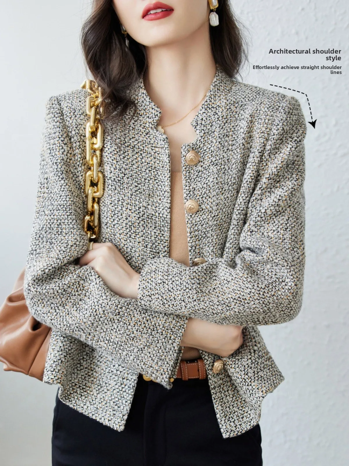 ort Chequer Pattern Woolen Coat for Women Ele Sle Spring Autumn High Quali Small Size Faionable Outerwear
ort Chequer Pattern Woolen Coat for Women Ele Sle Spring Autumn High Quali Small Size Faionable Outerwear