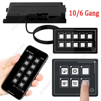 6/10 Gang DC 11V-30V Switch Panel Bluetooth App Control for IOS Android Waterproof LED Button Switch Panel Box Kit for Car RV