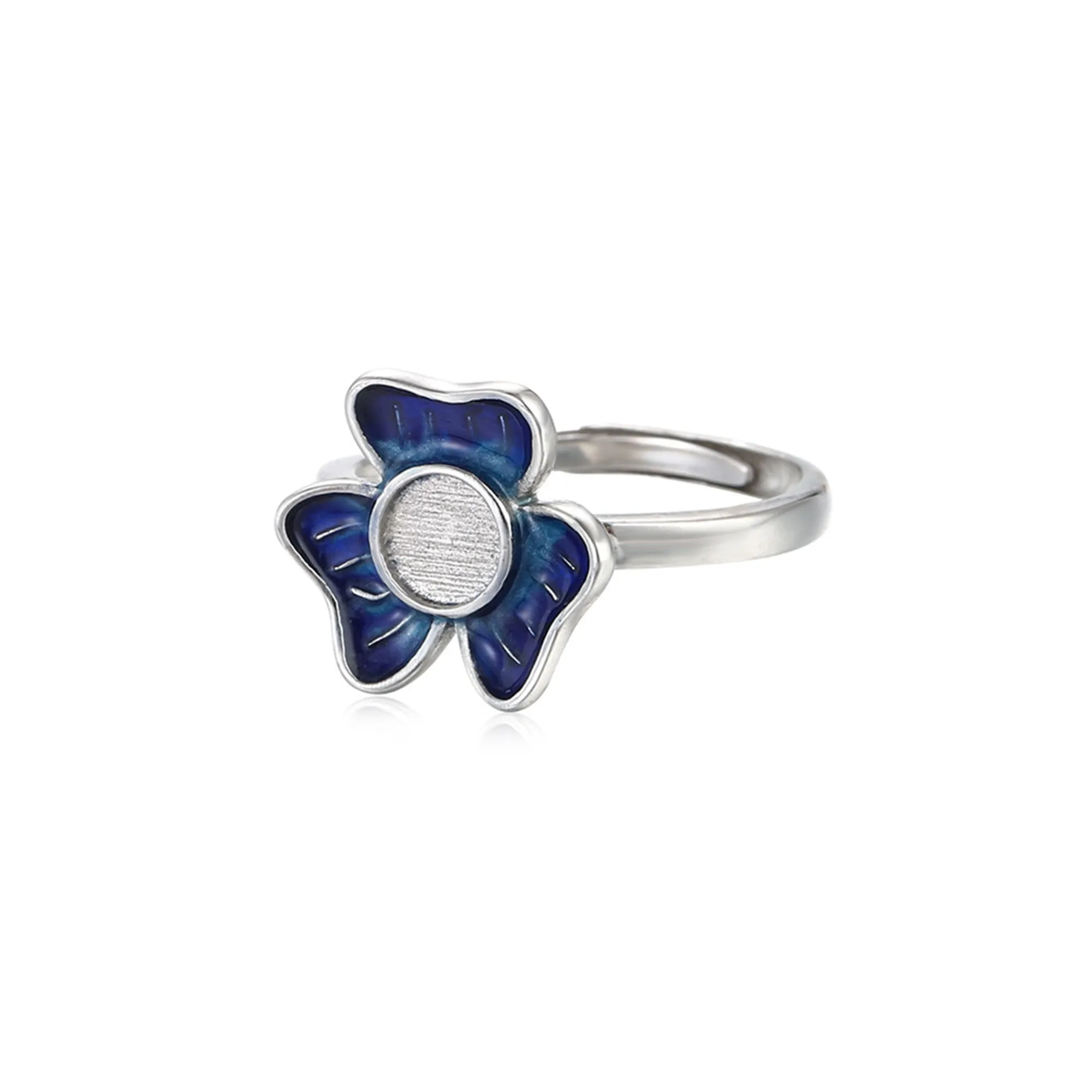Ring Setting for 5x5mm Round Cabochons Flower Shape White Gold Plated 925 Silver Enamel Adjustable Ring Component
Ring Setting for 5x5mm Round Cabochons Flower Shape White Gold Plated 925 Silver Enamel Adjustable Ring Component