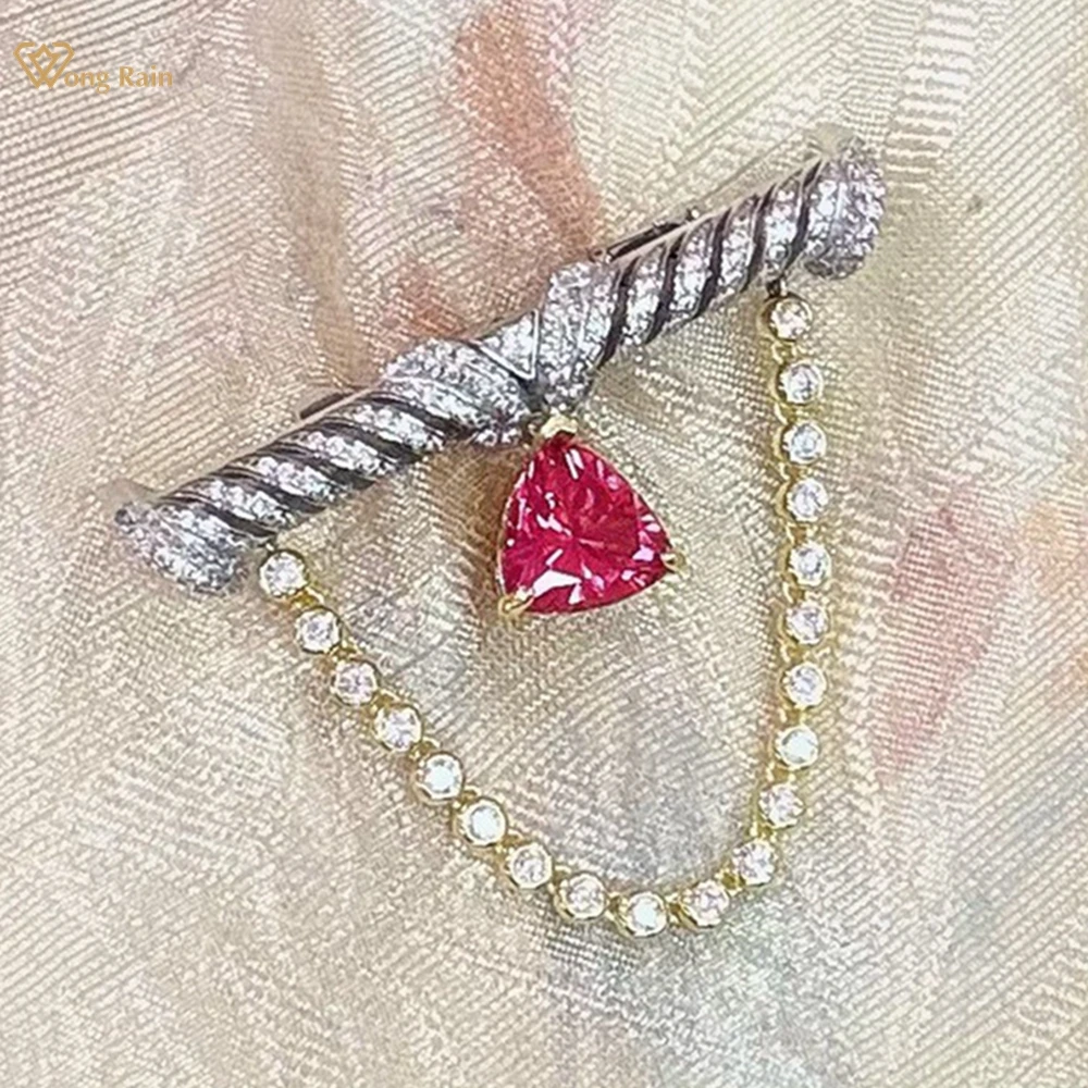 Wong Rain Elegant 925 Sterling Sliver 10 MM Triangle Red Padparadscha High Carbon Diamond Gems Brooch Brooches Fine Jewelry Gift
Wong Rain Elegant 925 Sterling Sliver 10 MM Triangle Red Padparadscha High Carbon Diamond Gems Brooch Brooches Fine Jewelry Gift