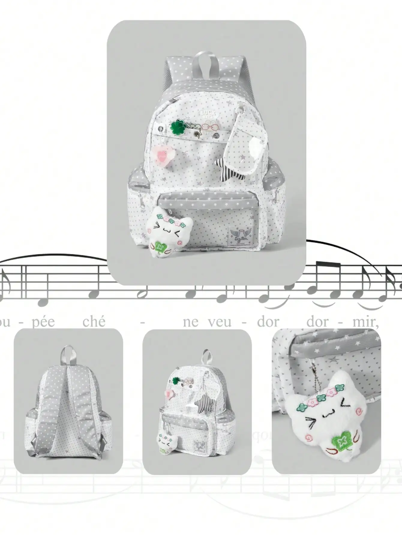 Free Shipping on Orders Over $29ROMWE 1Pc Pink Kawaii Sweet And Cute Lucky Four-Leaf Clover Cat Pendant Striped Five-Pointed Star Love Wing Decoration Multi-Gas Eye Multi-Pocket Fashion Simple Large-Capacity Mass Production Type, Women's Backpack, Suitabl
Free Shipping on Orders Over $29ROMWE 1Pc Pink Kawaii Sweet And Cute Lucky Four-Leaf Clover Cat Pendant Striped Five-Pointed Star Love Wing Decoration Multi-Gas Eye Multi-Pocket Fashion Simple Large-Capacity Mass Production Type, Women's Backpack, Suitabl