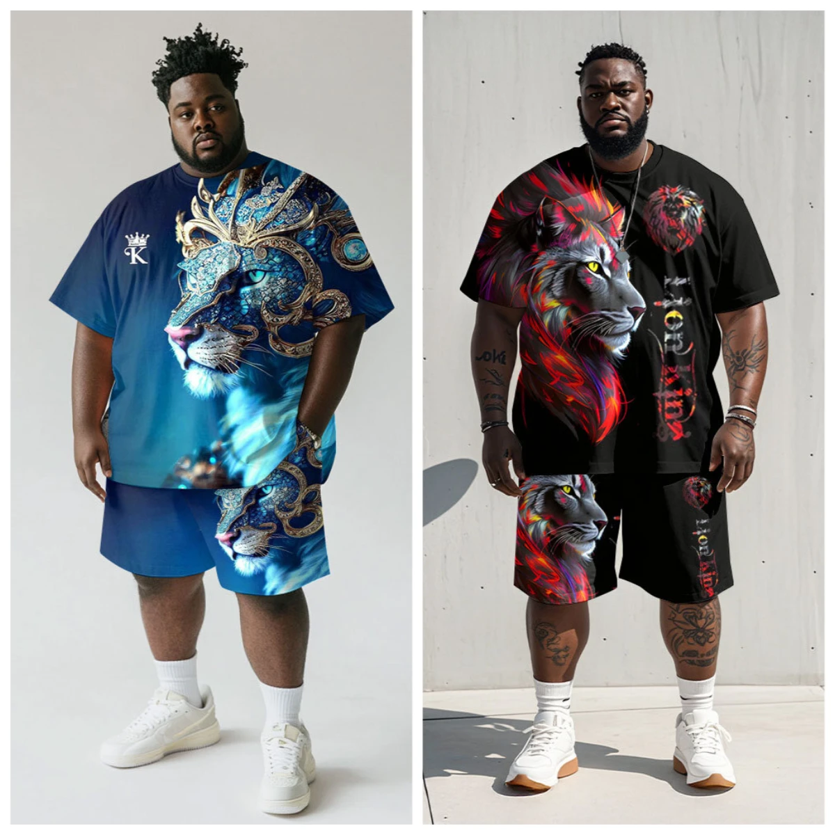 S-9XL Big & Tall Gem Lion Flame Lion Print Tee & Matching Shorts 2Pcs Men Outfit
S-9XL Big & Tall Gem Lion Flame Lion Print Tee & Matching Shorts 2Pcs Men Outfit