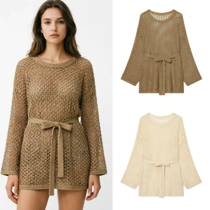 2026 Summer New High-End Belted Openwork Knit Top
2026 Summer New High-End Belted Openwork Knit Top
