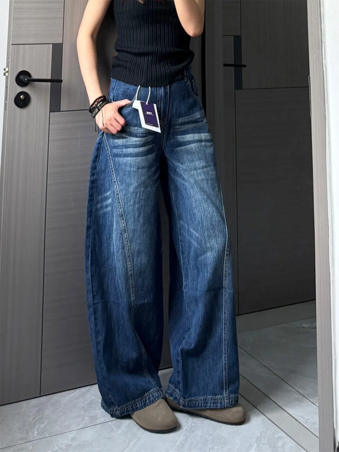 Retro High Waist Wide Leg Jeans Women's Summer New Lazy Style Loose Straight Denim Pants American Style Casual High Waist Jeans
Retro High Waist Wide Leg Jeans Women's Summer New Lazy Style Loose Straight Denim Pants American Style Casual High Waist Jeans