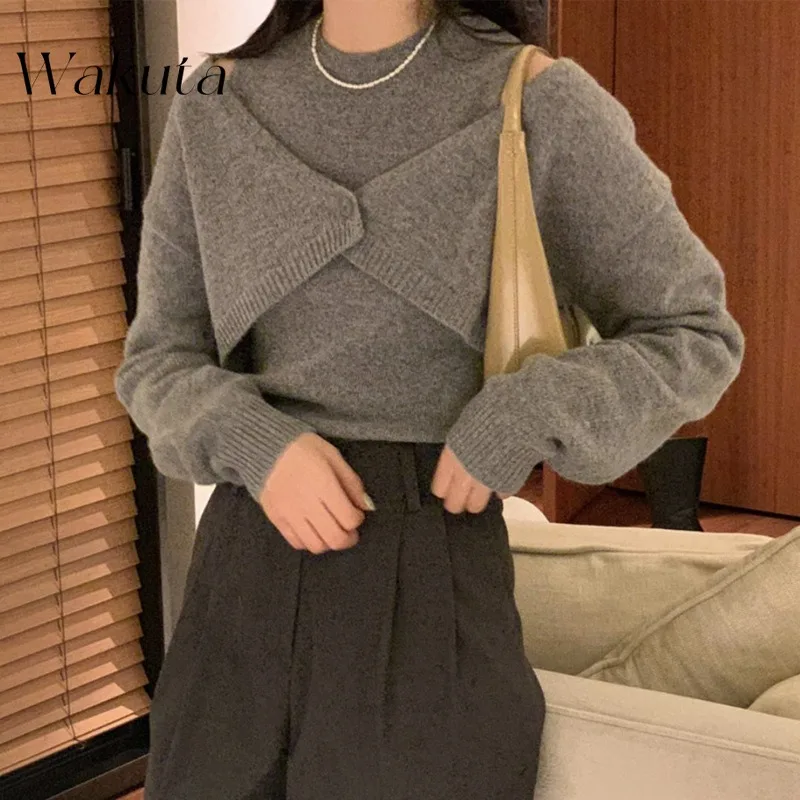 WAKUTA Autumn Korean Chic Round Neck Solid Knitted Undershirt Casual Versatile Knitted Pullovers Ins Set Female Clothing Свитер
WAKUTA Autumn Korean Chic Round Neck Solid Knitted Undershirt Casual Versatile Knitted Pullovers Ins Set Female Clothing Свитер