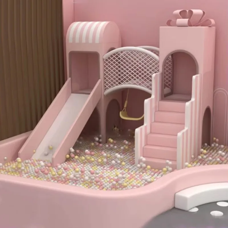 Индивидуальное оборудование для игровой площадки в помещении с розовыми и фиолетовыми горками для детей
Индивидуальное оборудование для игровой площадки в помещении с розовыми и фиолетовыми горками для детей