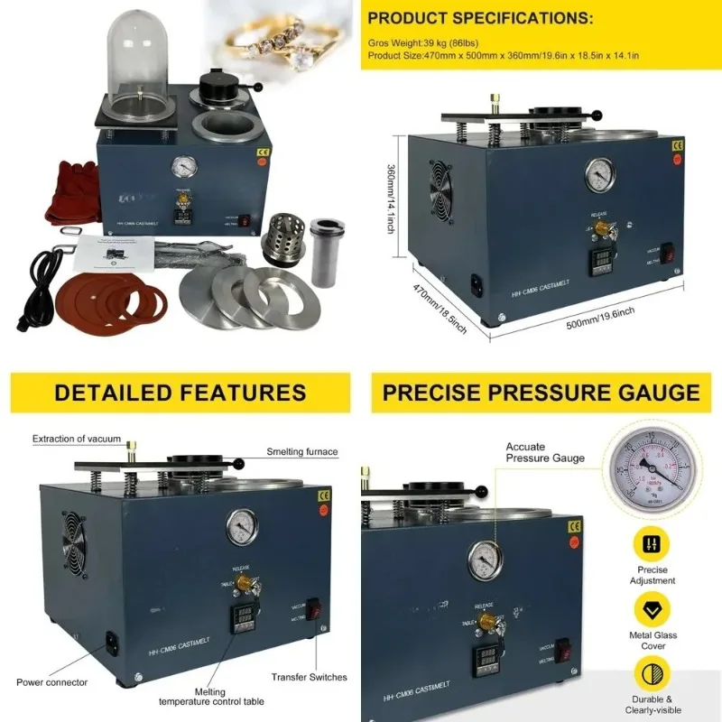 Hot saleJewelry Vacuum Casting Machine Gold Silver Copper Melting Furnace for Jewelry Making Metal Casting Equipment
Hot saleJewelry Vacuum Casting Machine Gold Silver Copper Melting Furnace for Jewelry Making Metal Casting Equipment