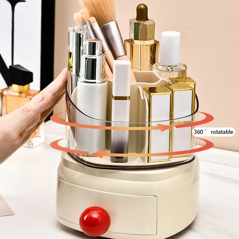 Rotating Cosmetic Organizer 5 Compartment Cosmetic Storage Organizer With Drawer Bathroom Desktop Organizer Multi-Function
Rotating Cosmetic Organizer 5 Compartment Cosmetic Storage Organizer With Drawer Bathroom Desktop Organizer Multi-Function