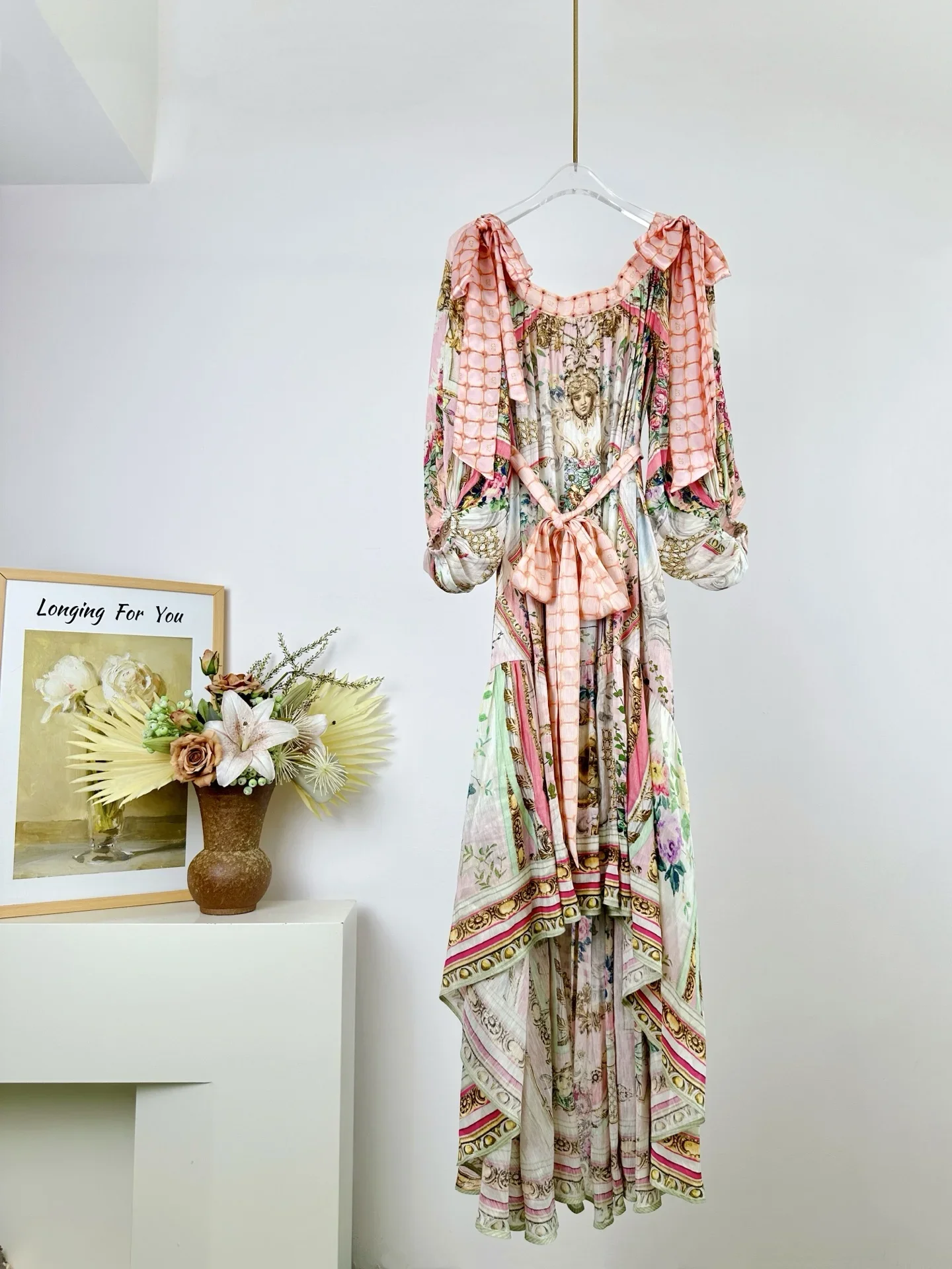 Pink Print Women Silk Linen Maxi Dress 2025 New Lace-up Waist Slash Neck Lantern Sleeve Fashion Loose Robe
Pink Print Women Silk Linen Maxi Dress 2025 New Lace-up Waist Slash Neck Lantern Sleeve Fashion Loose Robe