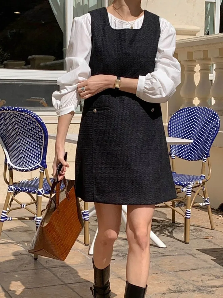 Slimming Plaid Sleeveless Vest Dress Square Collar Women's Fashion Spring Autumn Winter Casual Wear School Street Style
Slimming Plaid Sleeveless Vest Dress Square Collar Women's Fashion Spring Autumn Winter Casual Wear School Street Style
