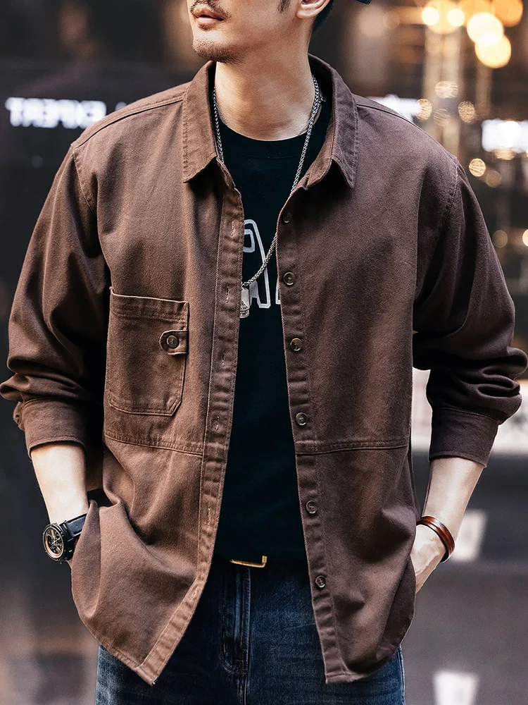 Высококачественная шелковая рабочая одежда в стиле ретро irt, мужская свободная верхняя одежда Ame Jaet, повседневная одежда Long Sve, однотонный дизайн на пуговицах
Высококачественная шелковая рабочая одежда в стиле ретро irt, мужская свободная верхняя одежда Ame Jaet, повседневная одежда Long Sve, однотонный дизайн на пуговицах